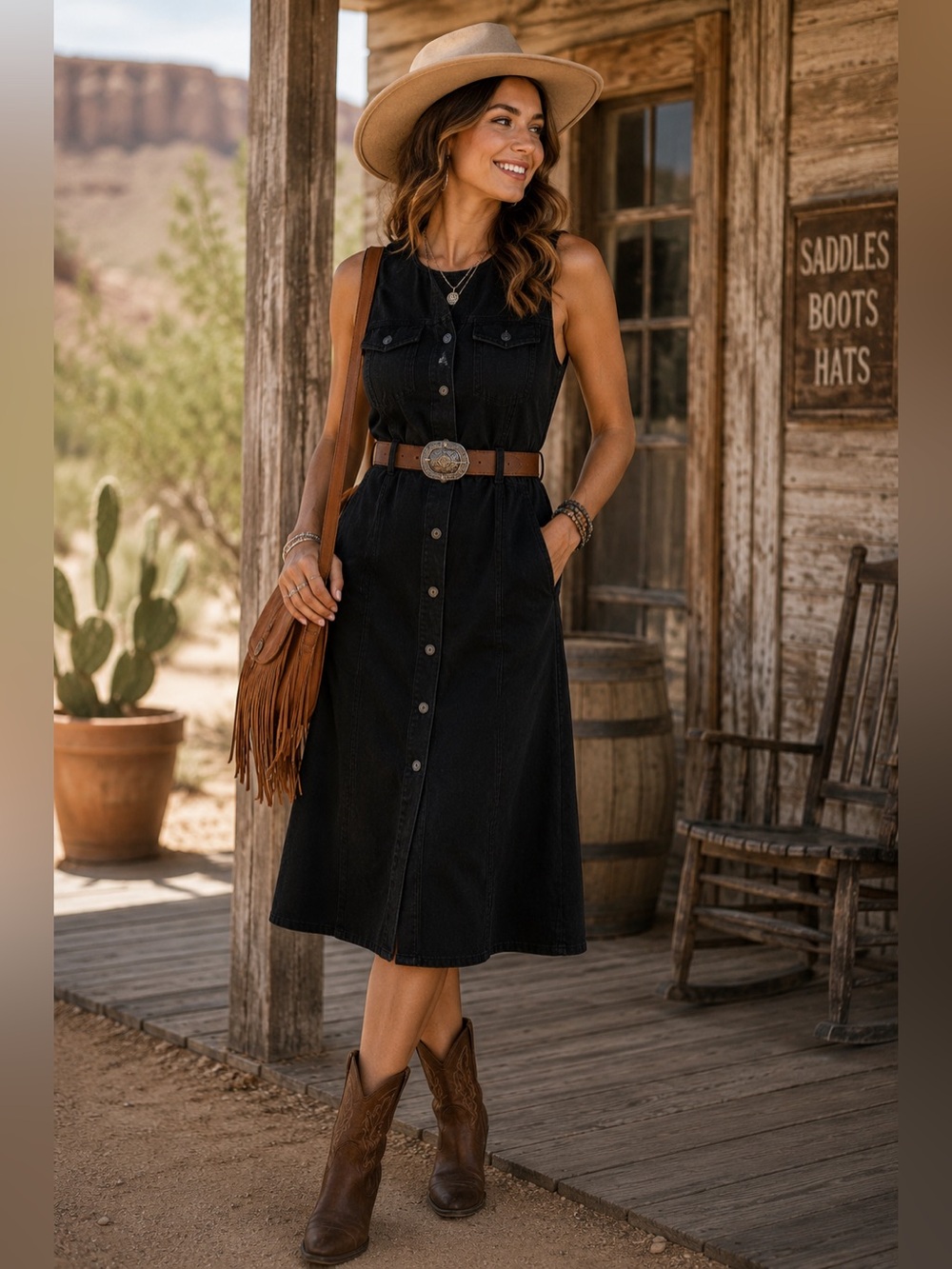 Hudson Jeans Black Jean Button-Front Midi Dress